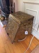 Brass repousse coal scuttle