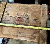 Vintage Rodda Candy wooden advertising shipping crate from Hagerstown, MD, approx 37x26x20
