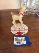 Vintage hard plastic Rudolph the Red Nosed Reindeer figure on base