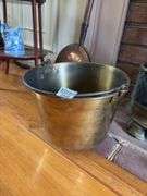 Brass bucket w/ wrought iron handle