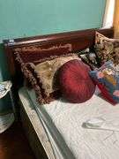 Headboard and throw pillows lot 56in wide