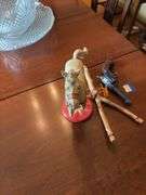 Carousel horse figure, wooden slingshot, Daisy BB gun