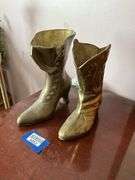 Cast brass high button boot and cowboy boot