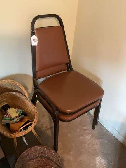 Two stacked chairs w/ padded seat/back