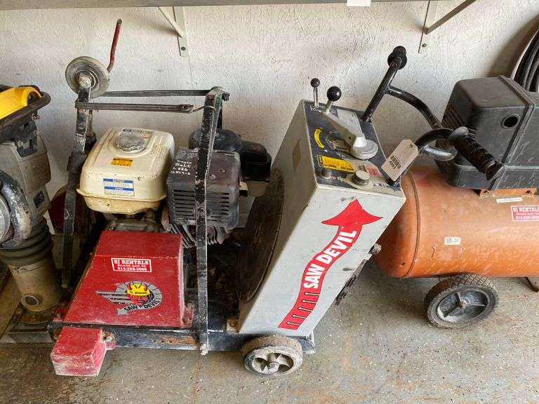 Sawdevil 18" walk behind concrete saw with water connection and 18" diamond blade