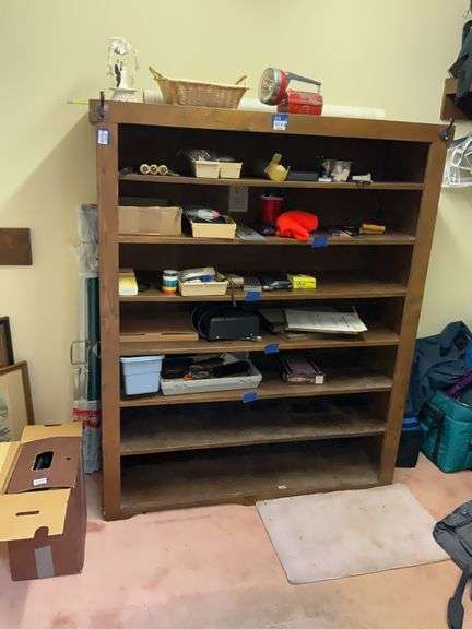 Wooden shelf unit - no contents 50x19x59.5 - MUST COME DURING LAST 2 HOURS OF PICKUP FOR THIS ITEM