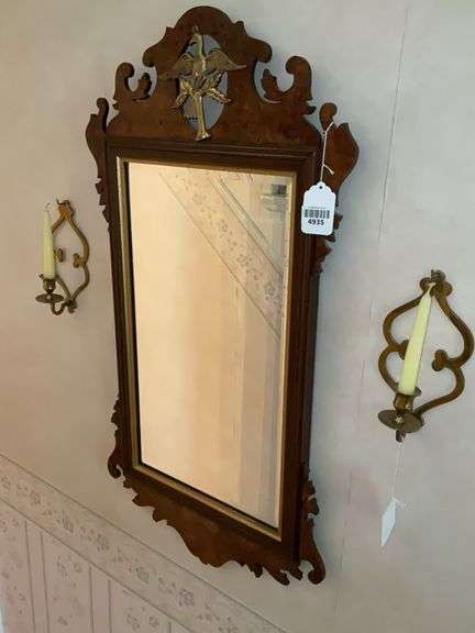 Chippendale mirror w/ gilt eagle - candle sconces not included  21x39