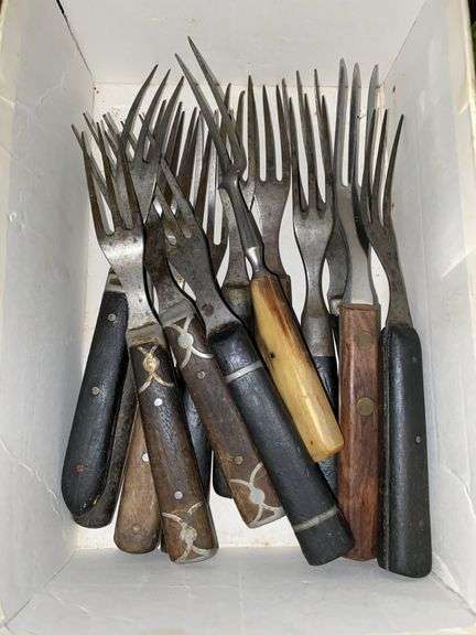 Wood and bone handled kitchen forks