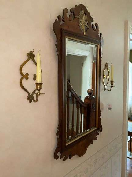 Pair of brass candle sconces - mirror not included