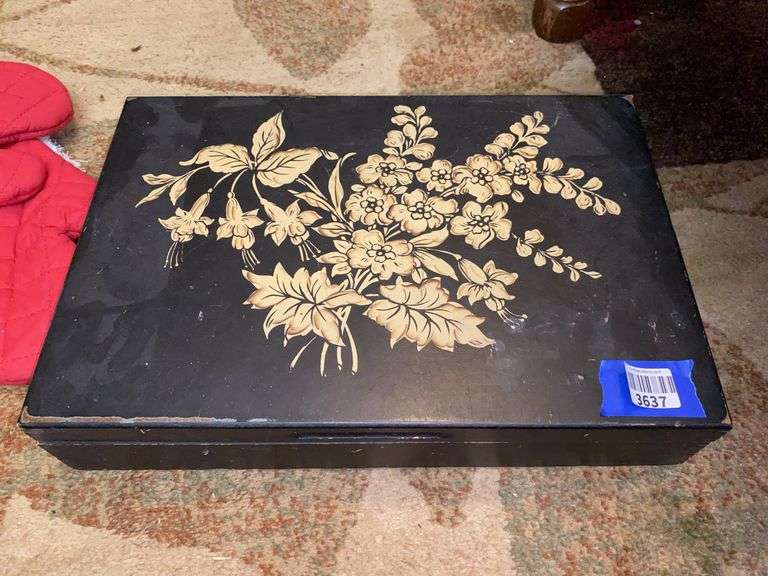 Various antique flatware in case including some Sterling