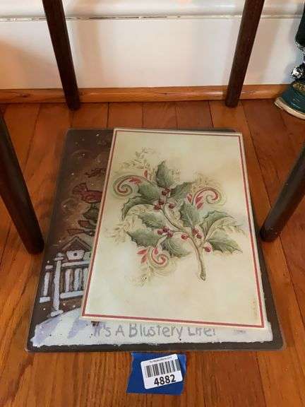 Two Christmas theme glass cutting boards