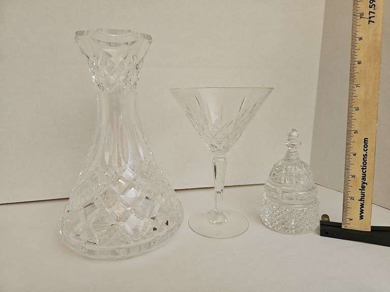 Waterford Crystal - U.S Capitol Paperweight, wine decanter & martini glass (chipped) both Lismore pattern