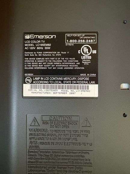 Emerson TV model: LC195EM82, DVD player, VHS players, Philips AC/DC TV ...