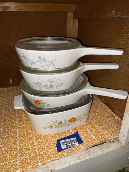 Corningware including: Shadow Iris, Country Cornflower, and Wildflower