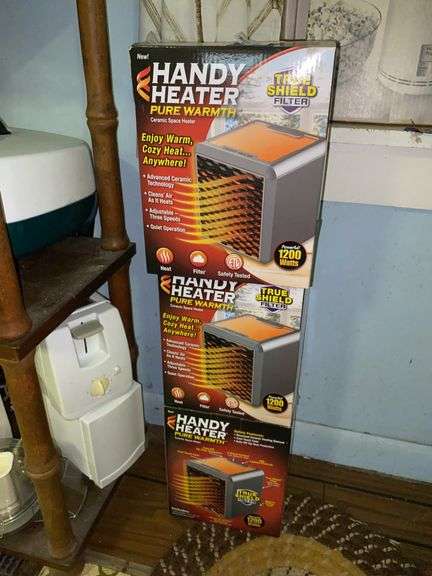 Three Handy Heaters, in boxes