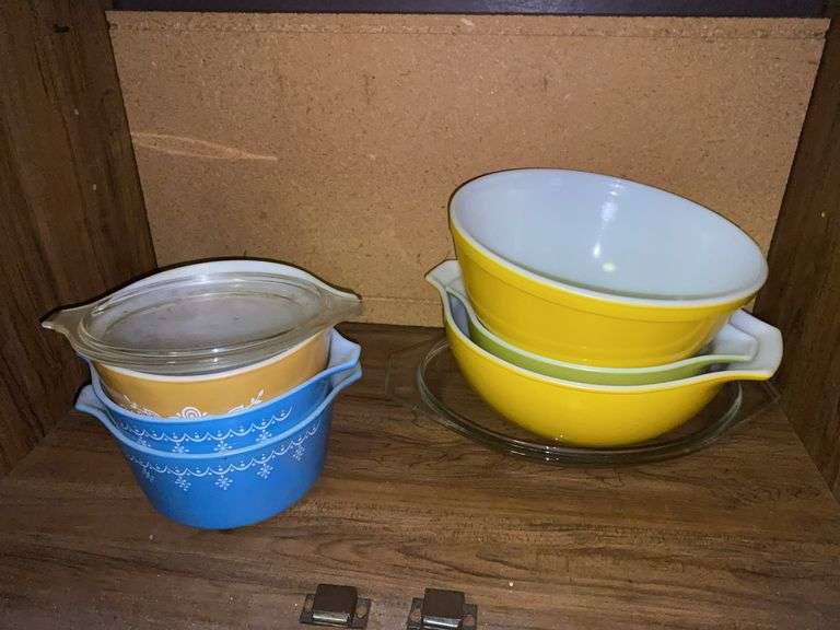 Vintage Pyrex lot including: Snowflake Garland, Gold Butterfly