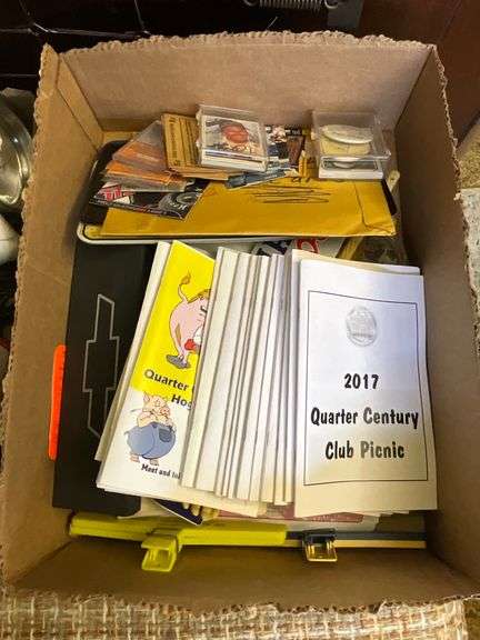 Racing collectibles, trading cards, license plate, misc