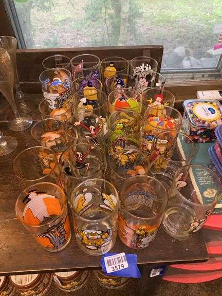 Character decorated glasses including: Star Wars, McDonald's, Popeye, Muppets