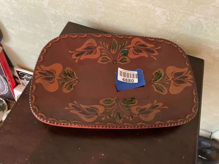 Foltz Pottery/ Reinholds PA slip decorated redware platter