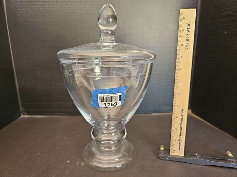 Pressed glass footed covered candy