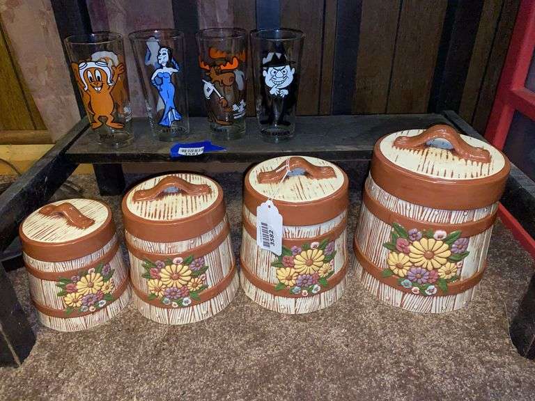 4-pc ceramic firkin canister set