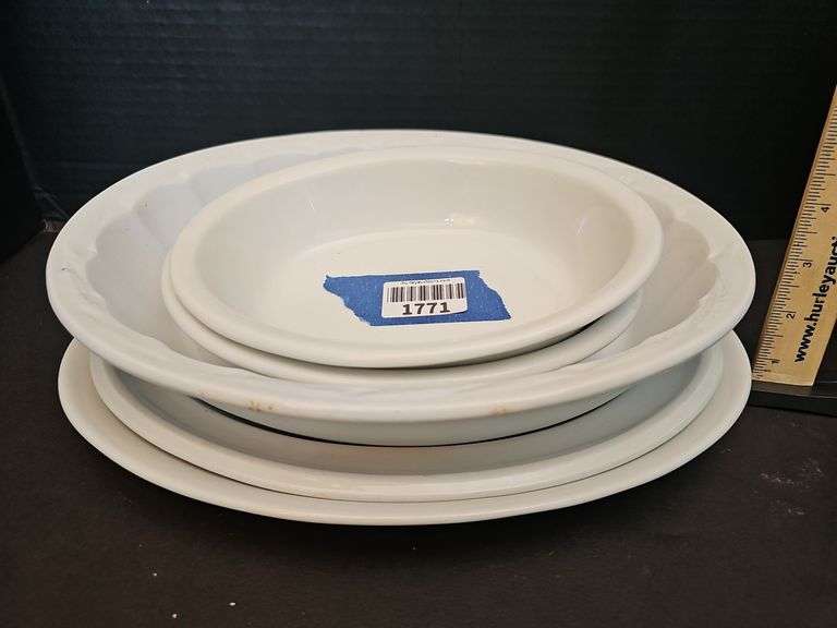 White Ironstone China vegetable bowls & two small platters