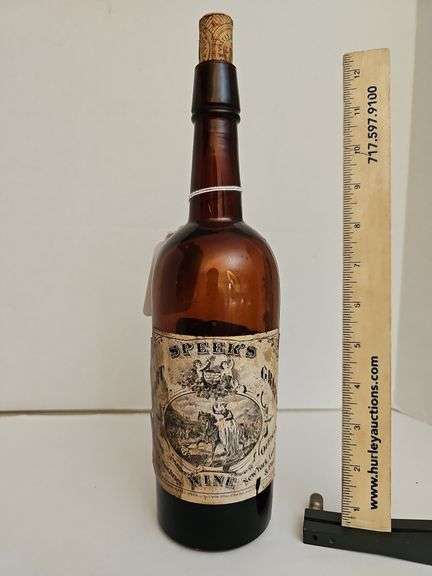 With Label From the Charles B Carl Drug Store Speer’s Wine Bottle