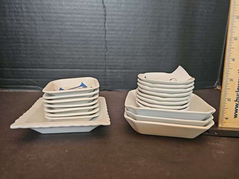White Ironstone China butter pats & individual condiment dishes