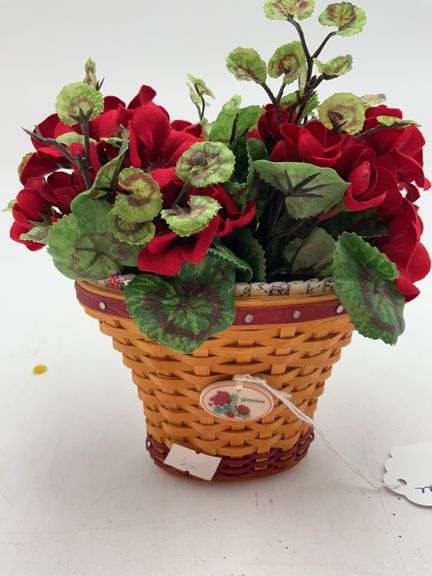 2004 minature may series geranium liner, protector, tie on with flowers ...