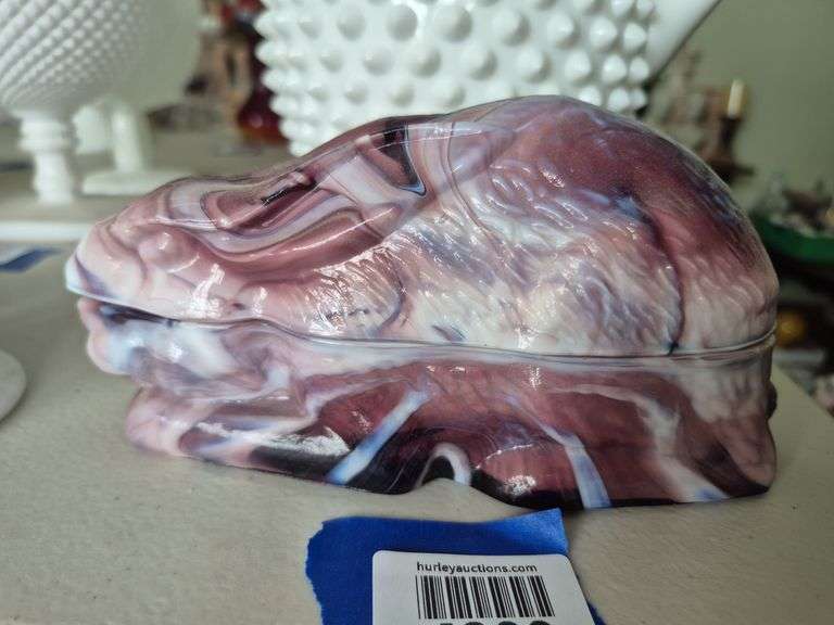 Westmoreland purple slag glass rabbit covered dish - Hurley Real Estate ...