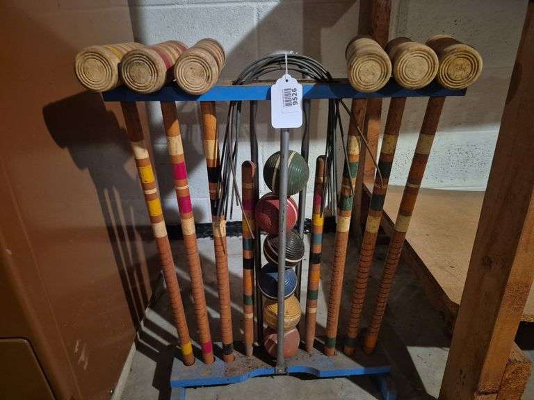 Wooden croquet set on rack - Hurley Real Estate & Auctions