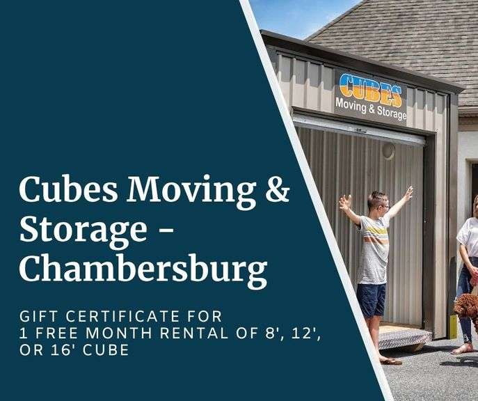 Cubes Moving & Storage - Chambersburg - Gift Certificate for 1 Free Month Rental of 8', 12', or 16' Cube - Includes free delivery and pickup within 20 miles of Greenvillage, All terms and conditions apply - Expires 12/31/26