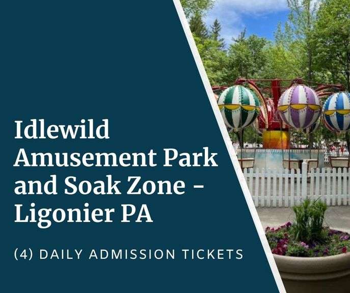 Idlewild & SoakZone - Ligonier PA - (4) Daily Admission Tickets for the 2026 Operating Season, Valid for ages 3 and over (Children age 2 and under are free) - Not valid for Buy Outs, Special Events that require an additional ticket, or Season Passholder Events - Expire 10/31/26 - Up to $264 Value