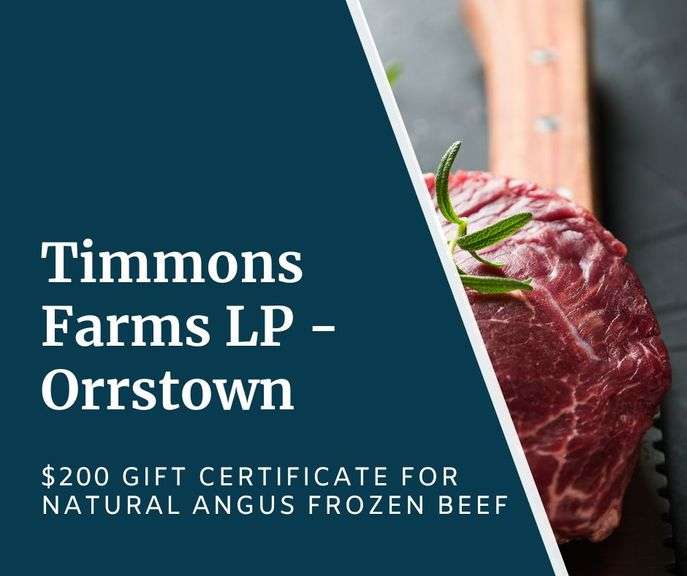 Timmons Farms LP - Orrstown - $200 Gift Certificate for Natural Angus Freezer Beef of your choice