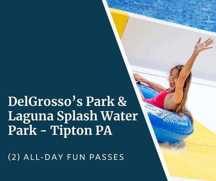 DelGrosso's Park & Laguna Splash Water Park - Tipton PA - (2) All-Day Fun Passes - Valid June, July, Aug, Sept of 2026 Season - Value $78