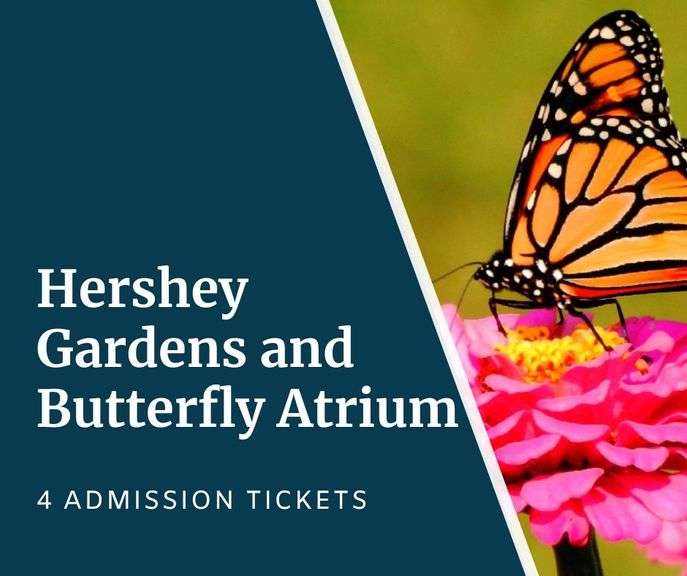 Hershey Gardens - Hershey - (4) Admission Tickets to Hershey Gardens and Butterfly Atrium - Open daily, year-round except Thanksgiving and Christmas Day; Ticket not valid for Special Events, Classes, Public Programs, or School Tours - No Expiration Date - Value $70