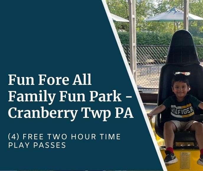 Fun Fore All Family Fun Park - Cranberry Township PA - (4) Free Two-Hour Time Play Passes, Valid for two hours of unlimited use of all Outdoor Attractions and Video Games, Excludes Duckpin Bowling and Ticket & Prize Games, Limit one coupon per customer - No Expiration Date - Value $140
