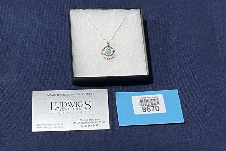 Sterling Silver Larimar Necklace - 18 inch with spring ring closure - Value $120