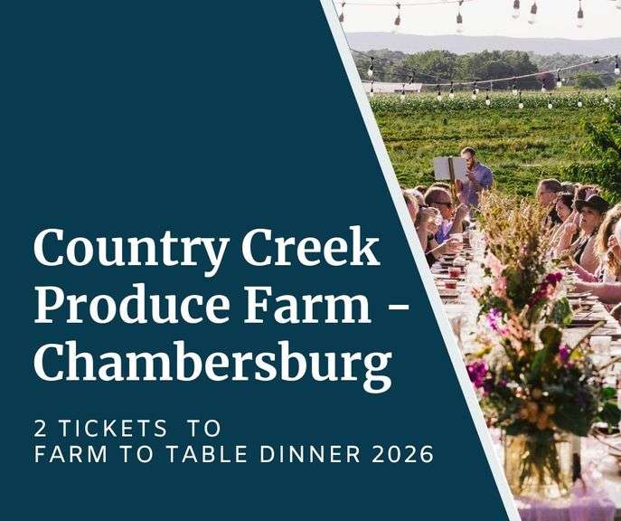 Country Creek's Farm to Table Dinner 2026 - Chambersburg - (2) tickets with a choice from 3 unforgettable evenings of seasonal flavors, golden-hour beauty, music and connection, all set in a beautiful tablescape in the Orchard or Creekside - Dates June 13, July 11, or Aug 8, 2026 - Value $180+