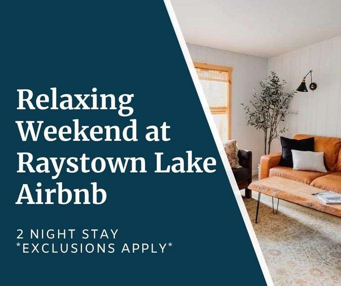 Weekend Getaway at Raystown Lake - Enjoy a 2-night stay at this Raystown Lake Airbnb with Exclusions: June 1st-August 31st and holiday weekends. Located 3 miles from Raystown Lake Access & Visitor Center and just a 2-minute bike ride to Allegrippis Trailhead. Enjoy the king size master bedroom suite with a spacious shower. A queen bedroom and double bunk room sleeps 6 guests. Also enjoy a screened porch and wooded back yard with hanging lights. NO PETS ALLOWED - Expires 5/4/27 - Value $700