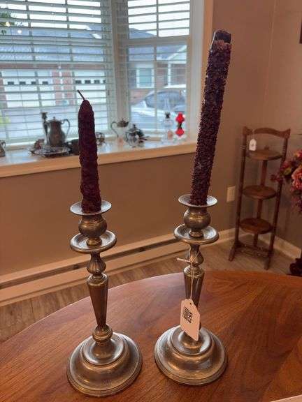 Pair of pewter candlesticks