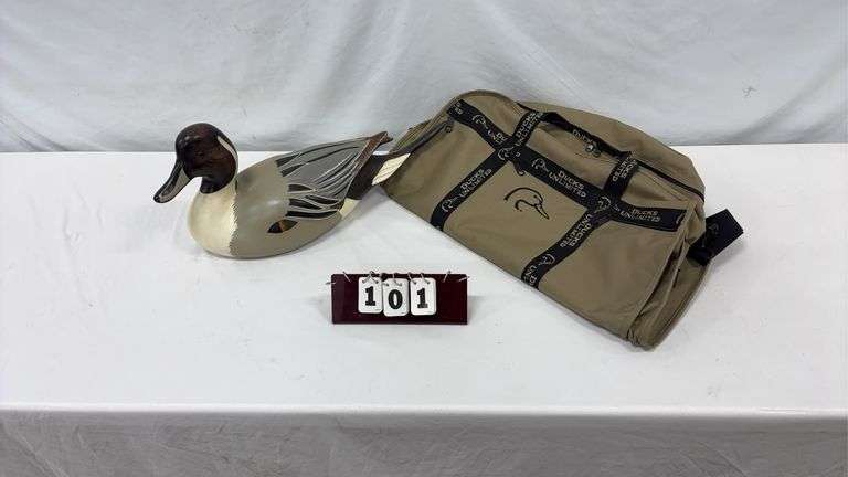 Lac La Croix Duck Decoy & Ducks Unlimited Duffel Bag