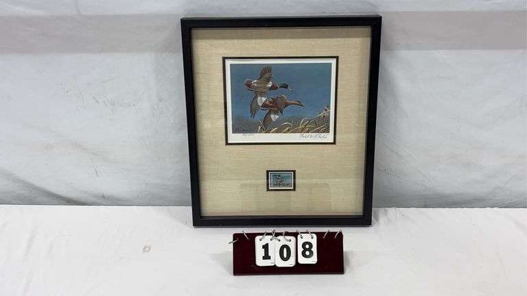 Richard Plasschaert Signed / Numbered / Framed Duck Art Print with Stamp