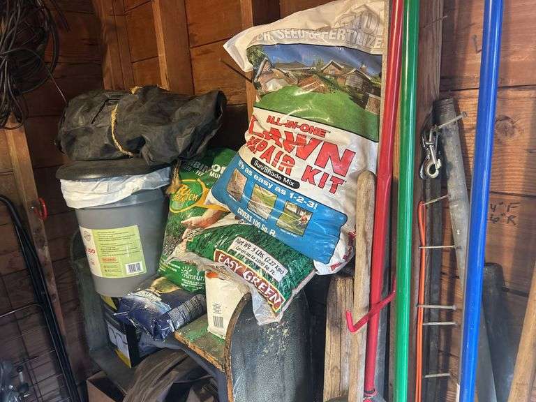 Wooden Shelf with Contents & Tools