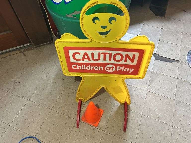 Large Sprite Bottle Cooler & Children at Play Sign