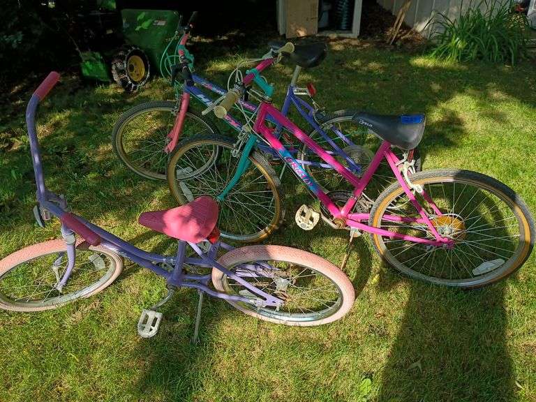 Group of Three Girls Bicycles
