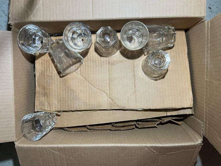 Heavy Glass Bar Glasses & a Collection of Metal Letters