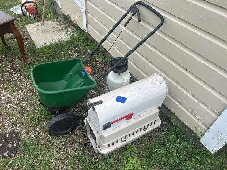 Fertilizer Spreader, Yard Sprayer, Mailbox, & Critter Caddy