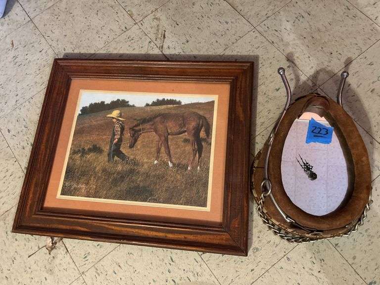 Small Horse Collar Mirror / Clock & A Jim Daly Print