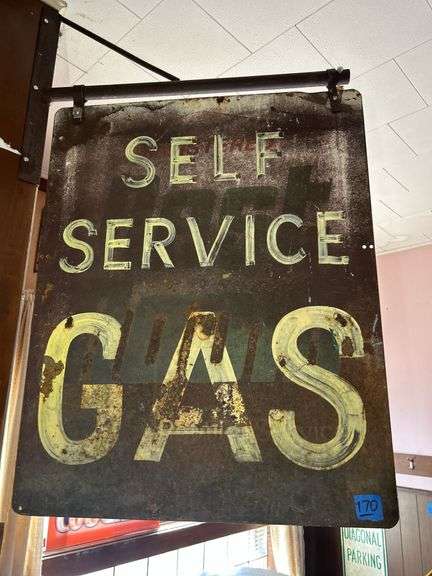Self Service Gas Metal Sign with Bracket